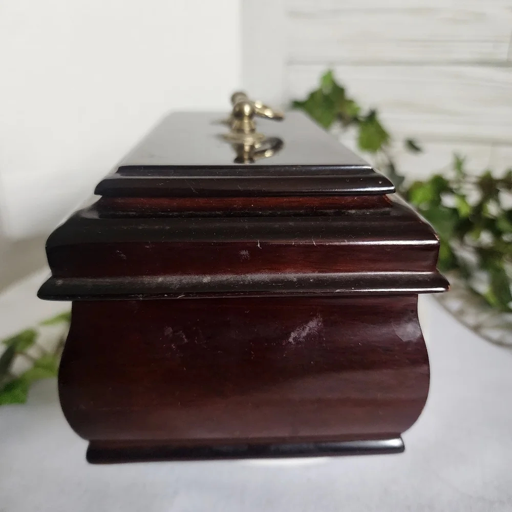 Vintage Mahogany Jewelry Box Made in Korea